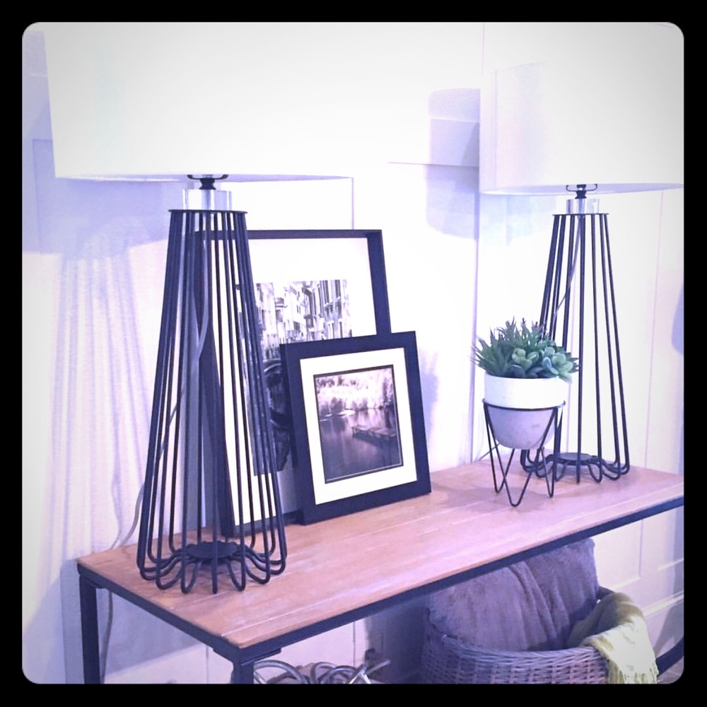 Match oversized rod iron lamps